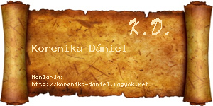 Korenika Dániel névjegykártya